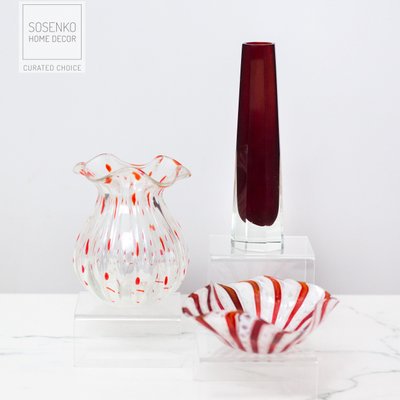 Ruby Red Sommerso Glass Vase, 1980s-FSD-833393