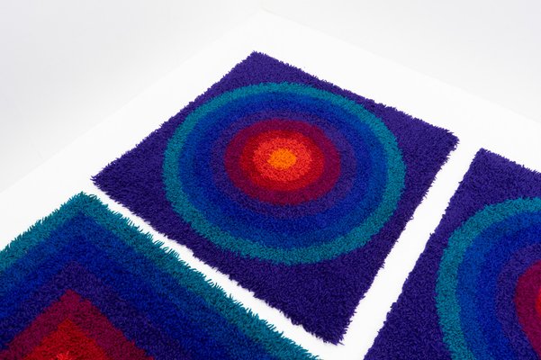 Rugs Mira-Carré by Verner Panton, 1970s, Set of 6-TJQ-1774734