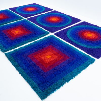 Rugs Mira-Carré by Verner Panton, 1970s, Set of 6-TJQ-1774734