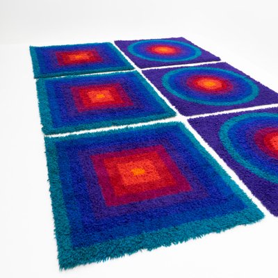 Rugs Mira-Carré by Verner Panton, 1970s, Set of 6-TJQ-1774734