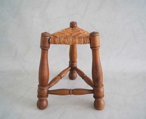 Rush Braided Tripod Stool, 1960s-POM-596044