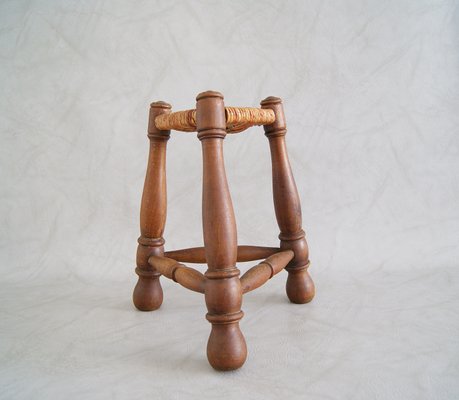 Rush Braided Tripod Stool, 1960s-POM-596044