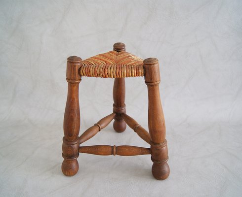 Rush Braided Tripod Stool, 1960s-POM-596044