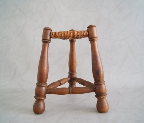 Rush Braided Tripod Stool, 1960s-POM-596044