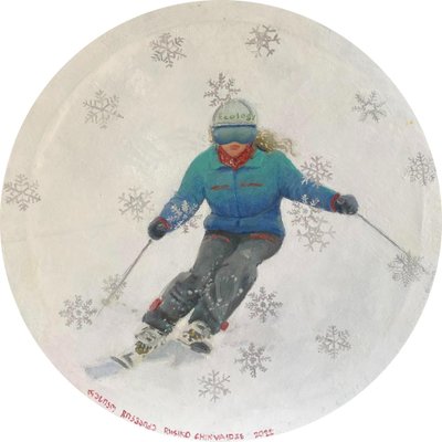 Rusiko Chikvaidze, Skiing with Snowflakes, 2023, Oil on Canvas-CHG-2036986