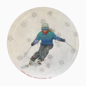 Rusiko Chikvaidze, Skiing with Snowflakes, 2023, Oil on Canvas-CHG-2036986