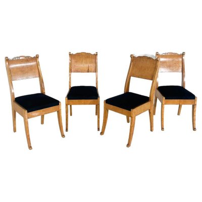 Russian Chairs in Birch Veneer, Early 19th Century, Set of 4-FGA-1750853