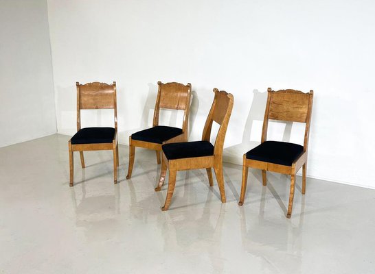 Russian Chairs in Birch Veneer, Early 19th Century, Set of 4-FGA-1750853