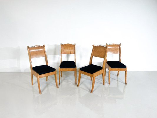 Russian Chairs in Birch Veneer, Early 19th Century, Set of 4-FGA-1750853