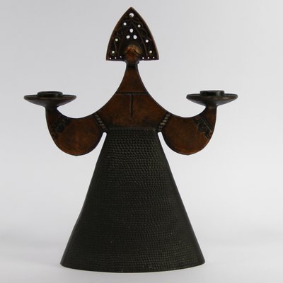 Russian Figure Candlestick in Copper Patinated Metal-NE-1143902