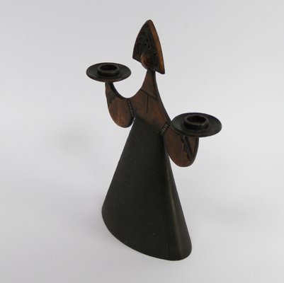 Russian Figure Candlestick in Copper Patinated Metal-NE-1143902