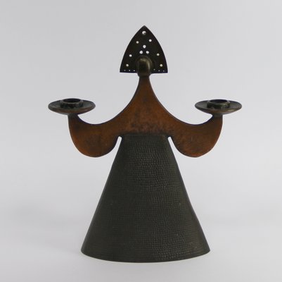 Russian Figure Candlestick in Copper Patinated Metal-NE-1143902