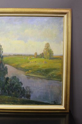 Russian School Artist, Landscape at the River, 1950s, Oil on Canvas-BCR-2036031