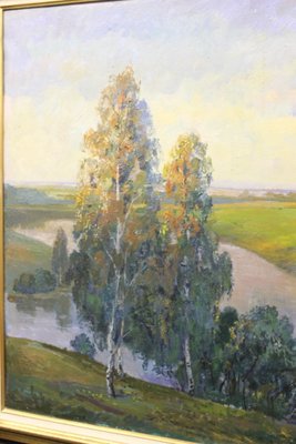 Russian School Artist, Landscape at the River, 1950s, Oil on Canvas-BCR-2036031