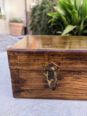 Rustic Box in Chestnut Wood Built with Interlocking System without Nails, 1970s-ZFY-1756465