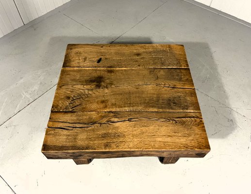 Rustic Brutalist Coffee Table in Oak, 1960s-TU-2018386