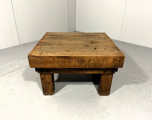 Rustic Brutalist Coffee Table in Oak, 1960s-TU-2018386