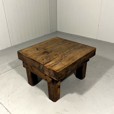 Rustic Brutalist Coffee Table in Oak, 1960s-TU-2018386