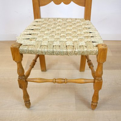 Rustic Chair with Woven Seat, Spain, 1950s-CQZ-1445129