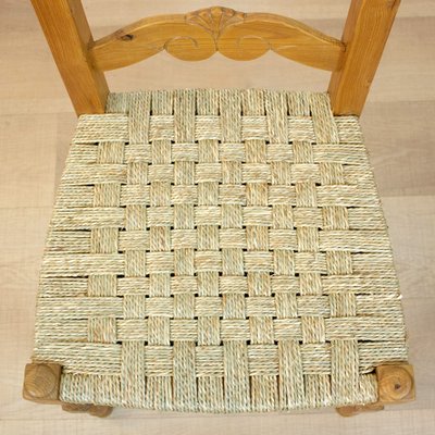 Rustic Chair with Woven Seat, Spain, 1950s-CQZ-1445129