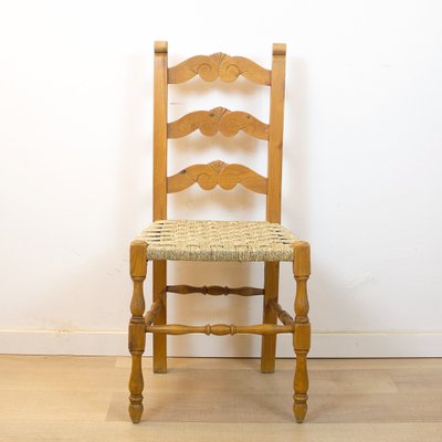 Rustic Chair with Woven Seat, Spain, 1950s-CQZ-1445129