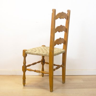 Rustic Chair with Woven Seat, Spain, 1950s-CQZ-1445129