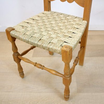 Rustic Chair with Woven Seat, Spain, 1950s-CQZ-1445129