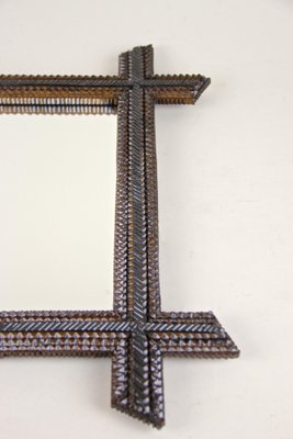 Rustic Chip Carved Tramp Art Wall Mirror, Austria, 1880s-TQA-1322247