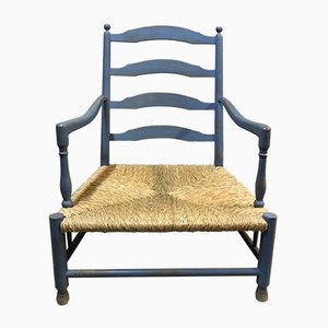 Rustic French Lavender Blue Lounge Chair, 1950s-SDV-578670