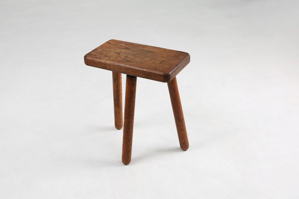 Rustic French Wooden Stool, 1940s-YSY-1797451