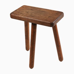 Rustic French Wooden Stool, 1940s-YSY-1797451