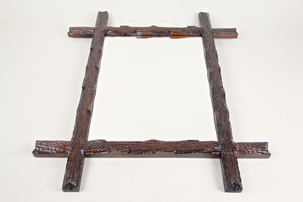 Rustic Hand Carved Black Forest Wall Mirror, Austria, 1880s-TQA-1322245