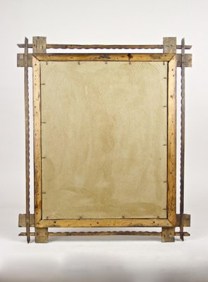 Rustic Hand CarvedTramp Art Wall Mirror, 1870s-TQA-1322177