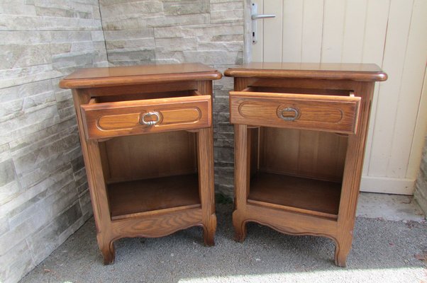 Rustic Oak Nightstands, 1980s, Set of 2-RDN-1399334