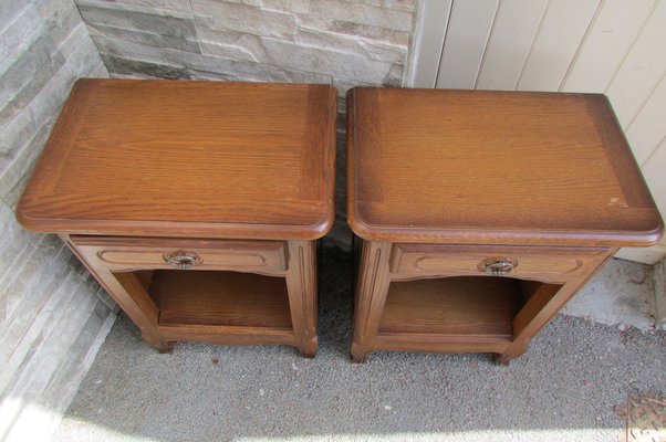 Rustic Oak Nightstands, 1980s, Set of 2-RDN-1399334