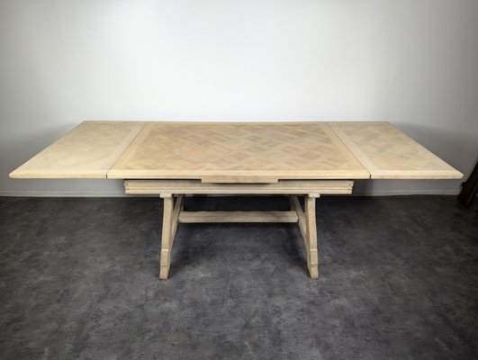 Rustic Pickled Table with Oak Extensions-HLV-2024388