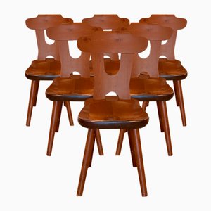 Rustic Pine Chairs, 1960s, Set of 6-NPC-1309306