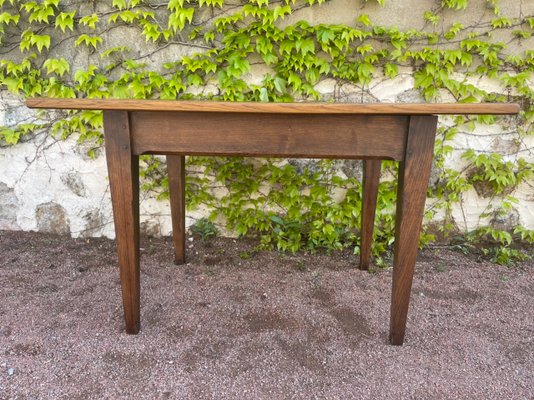 Rustic Solid Oak Table with 2 Drawers-SDV-919879