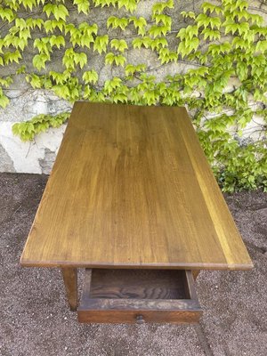 Rustic Solid Oak Table with 2 Drawers-SDV-919879