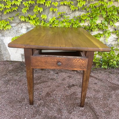 Rustic Solid Oak Table with 2 Drawers-SDV-919879