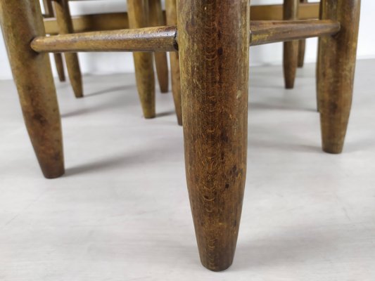 Rustic Style Bench and Stools by Charlotte Perriand, Set of 4-EAD-919488