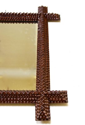 Rustic Tramp Art Wall Mirror with Chip Carvings, Austria, 1880s-TQA-1372820