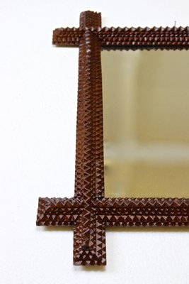 Rustic Tramp Art Wall Mirror with Chip Carvings, Austria, 1880s-TQA-1372820