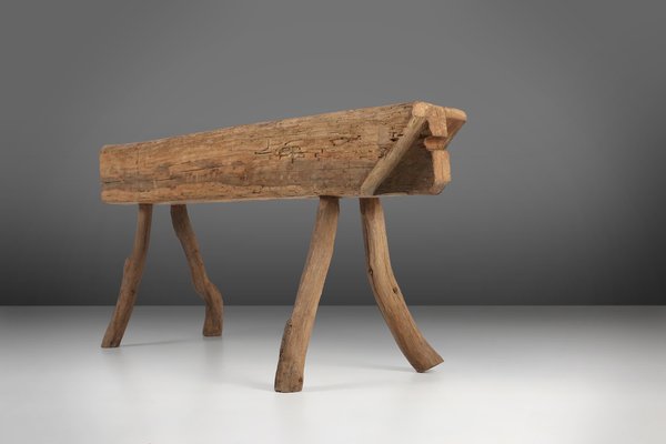 Rustic Tree Trunk Bench, France, 1850s-YSY-1822056