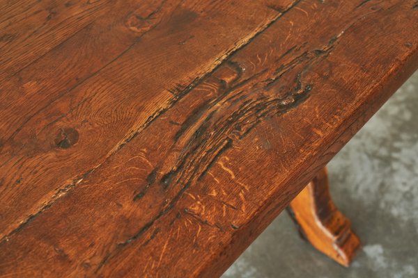 Rustic Trestle Coffee Table in Oak, Late 19th Century-FEW-2024192