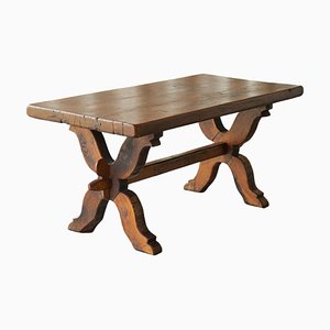 Rustic Trestle Coffee Table in Oak, Late 19th Century-FEW-2024192