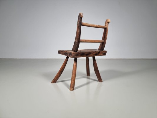 Rustic Wabi-Sabi Dark Hardwood Side Chair, 1920s-UJI-1446230