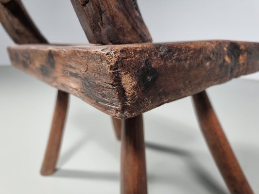 Rustic Wabi-Sabi Dark Hardwood Side Chair, 1920s-UJI-1446230