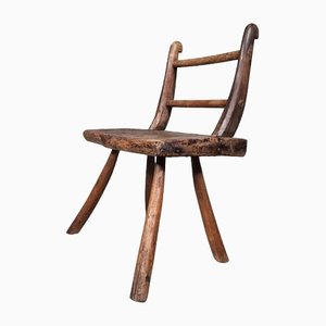 Rustic Wabi-Sabi Dark Hardwood Side Chair, 1920s-UJI-1446230