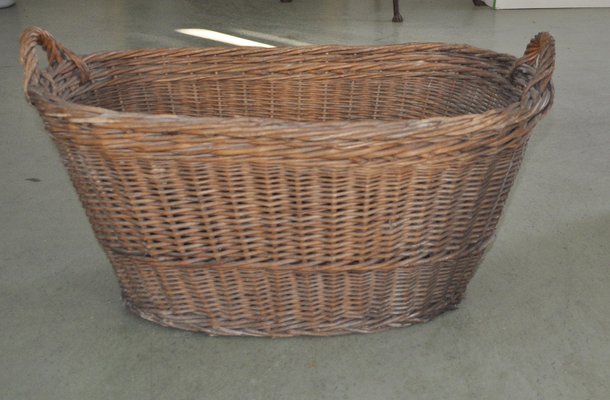 Rustic Wood Basket, 1940s-OXJ-679062